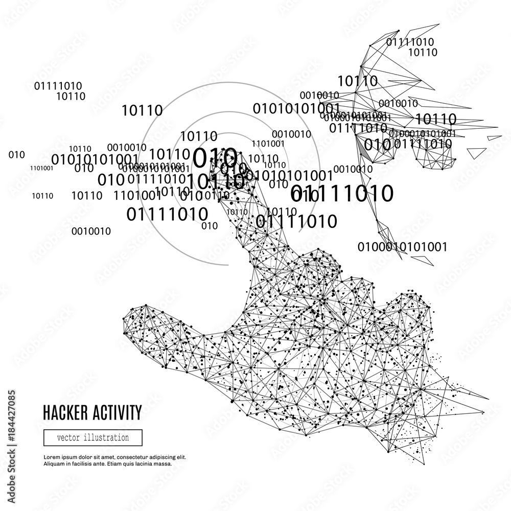 Leinwandbilder Abstract mash line and point Hacker Activity origami on white background with an inscription. Starry sky or space, consisting of stars and the universe. Vector cyber attack illustration
