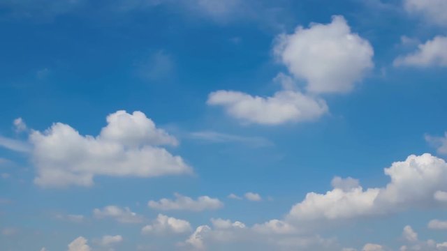 Slow motion fluffy clouds moving on blue sky,HD Video 1080p.