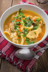 Mushroom soup with parsley.