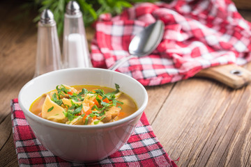 Mushroom soup with parsley.