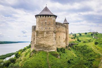Fototapeta na wymiar North Tower of Khotyn Fortress in Ukraine