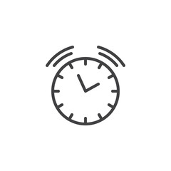 Ringing alarm clock line icon, outline vector sign, linear style pictogram isolated on white. Wall alarm watch symbol, logo illustration. Editable stroke