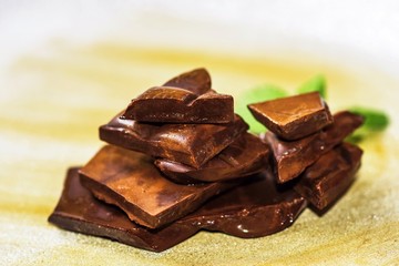 Pieces of shiny chocolate.