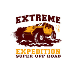 Colored  Off Road Car 4x4 Vehicle Logo Badge Template with Old Style Retro Vintage.  © mnaufal design