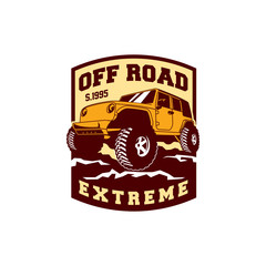 Colored  Off Road Car 4x4 Vehicle Logo Badge Template with Old Style Retro Vintage.  © mnaufal design