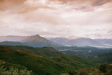 Landscape of monasteries of Meteora in Greece. St. Nikolaos Anapafsas Monastery in Trikala region.
