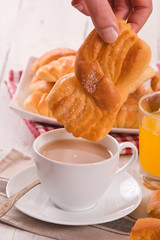 Breakfast with brioches.