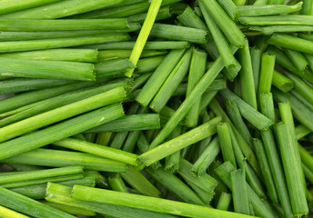 Close view of cut chives - obrazy, fototapety, plakaty