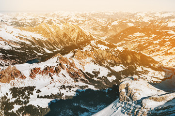 Panoramic view of the Alps mountains, image taken in Glacier 3000, Canton of Vaud, Switzerland