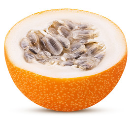 Granadilla fruit cut in half
