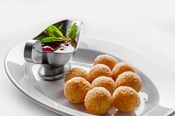 Deep fried cheese balls for buffet dinner. Catering food for gala dinner or event.