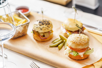 burgers with french fries