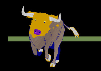 Spanish Bull - animal with map 