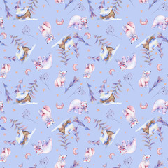 Watercolor seamless pattern with polar bears