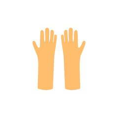 vector flat style working rubber yellow gloves for plumbing, painting hygiene cleaning and another manual work icon. Isolated illustratioin on a white background