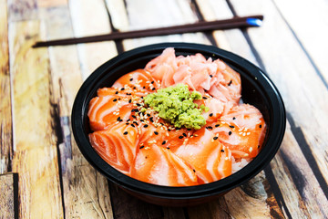 japanese food Mix Sashimi Chirashi Rice Bowl