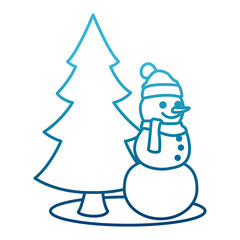 Snowman with tree pine