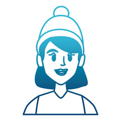 Young woman with winter hat cartoon