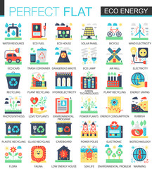Eco energy vector complex flat icon concept symbols for web infographic design.