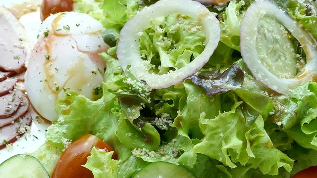 Caesar salad with soft boiled egg
