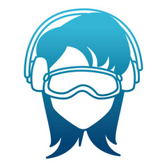 Woman with winter gooogles face