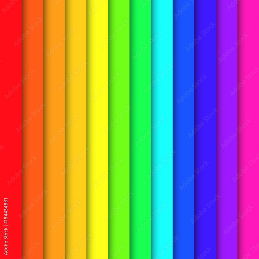 Poster overlapping colorful paper sheets in colors of rainbow spectrum. with shadow effect. happy abstract 