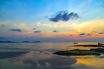Fototapeta na wymiar Abstract Sunset on a sea, fantastic sky clouds background