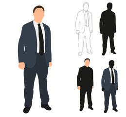 silhouette business man, flat style