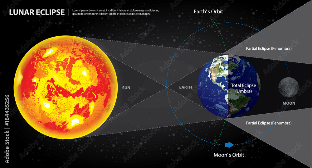 Wall mural Lunar Eclipses Sun Earth and Moon Vector Illustration