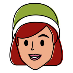 Young woman with winter hat cartoon