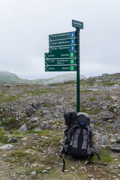 Tourist pointer to Soroya Island, Norway