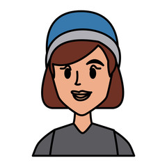 Young woman with winter hat cartoon