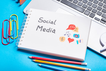 social media symbol in spital notebook