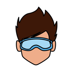 Man with winter googles face