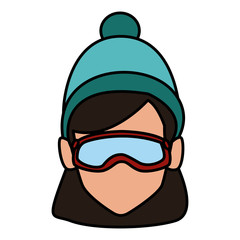 Woman with winter gooogles face