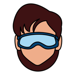 Woman with winter gooogles face