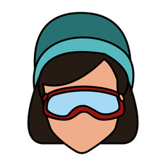 Woman with winter gooogles face