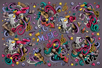 Vector doodles set of music combinations of objects