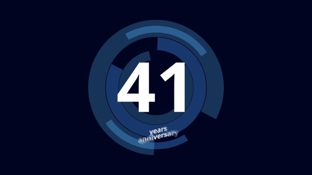 41 Year anniversary Digital Tech Circle Blue Background 