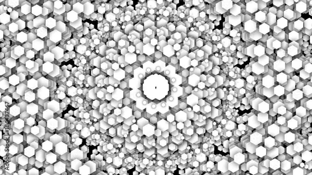 Poster snowflake from hexagons. vj background.
