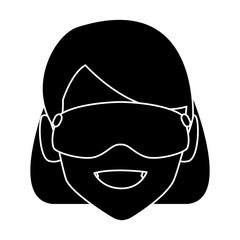 Woman with winter gooogles face