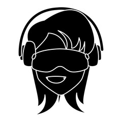 Woman with winter gooogles face