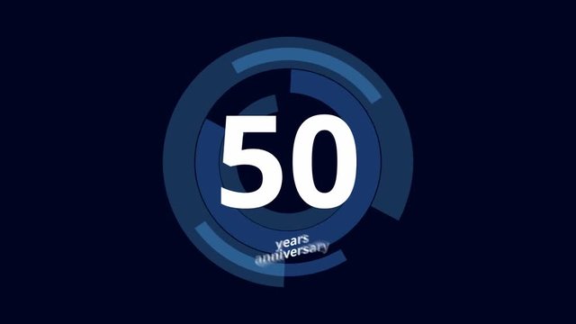 50 Year anniversary Digital Tech Circle Blue Background 