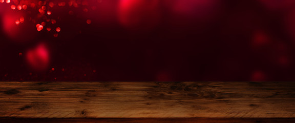 Valentines day background with wooden table