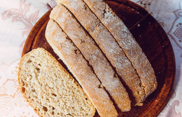 Cuted bread on table