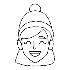 Young woman with winter hat cartoon