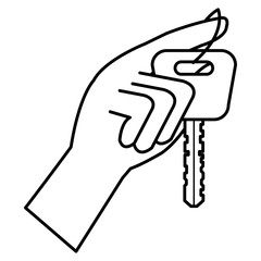 hand with car key isolated icon