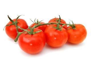 ripe tomatoes isolated on white background