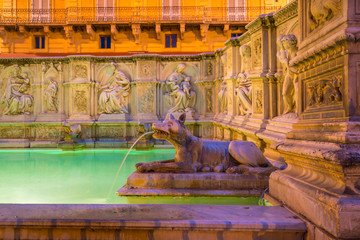 Fototapeta na wymiar Fonte gaia, Piazza del Campo, in Siena