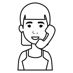 woman with telephone calling vector illustration design